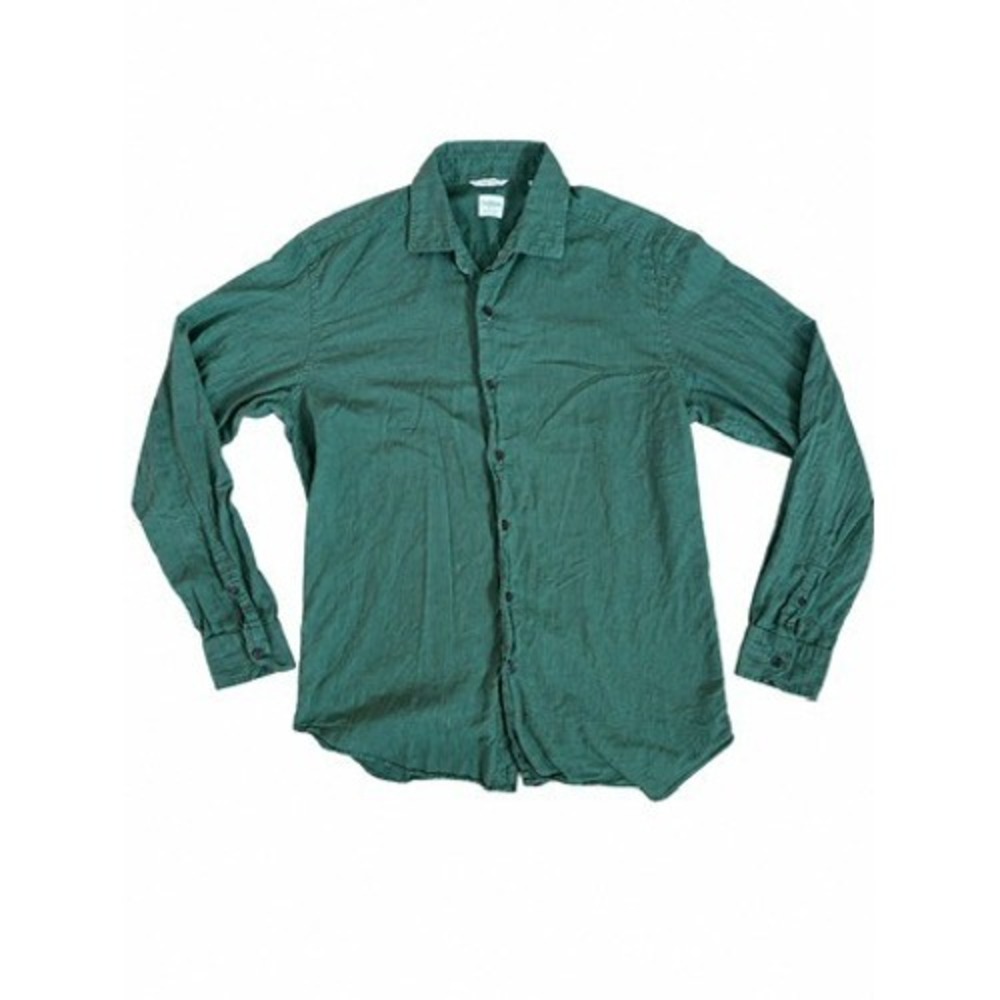 Culturata Roma Mens Green 100% Cotton Button Down Shirt Made in Italy